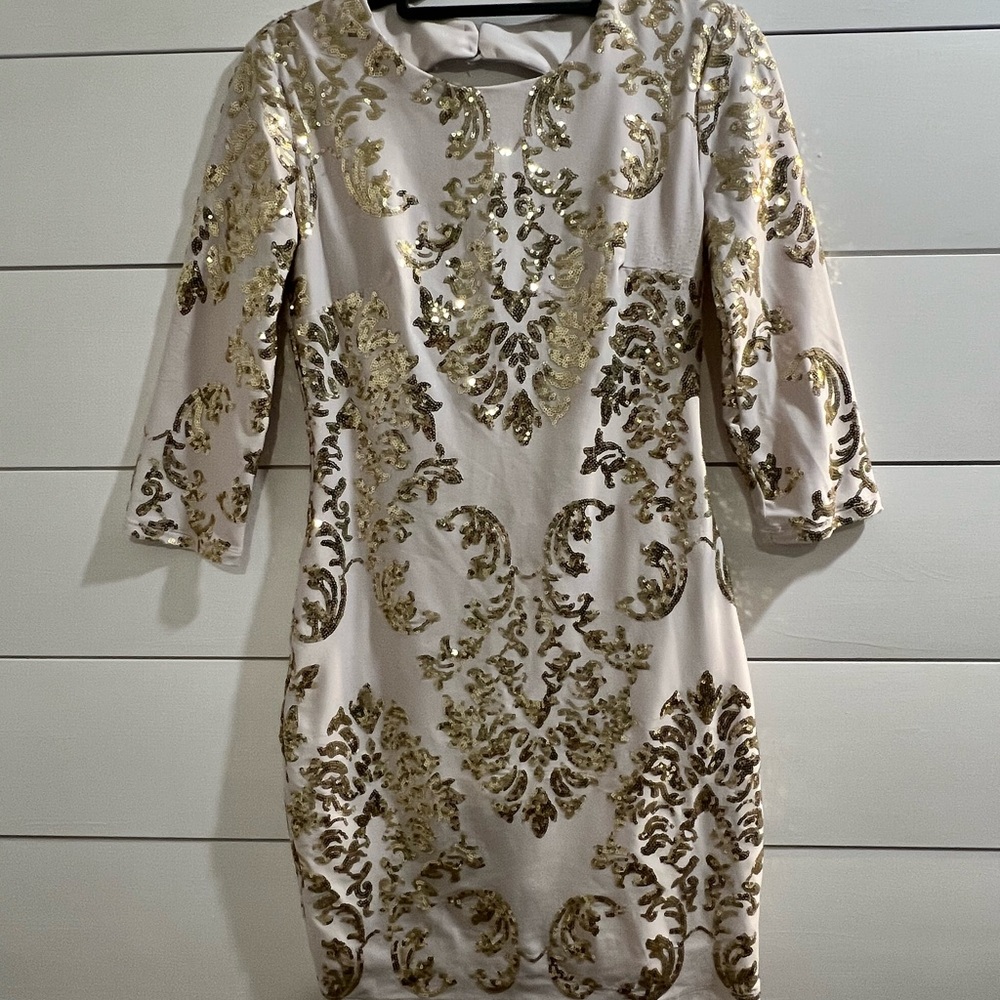 B Darlin gold sequin mini dress stretchy